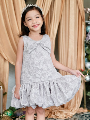 Vania Jacquard Dress |  Silver Gray