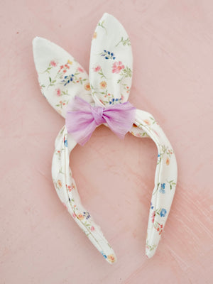 Bow Bunny Twist Headband | Ivory Floral