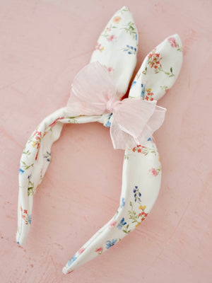 Bow Bunny Twist Headband | Ivory Floral