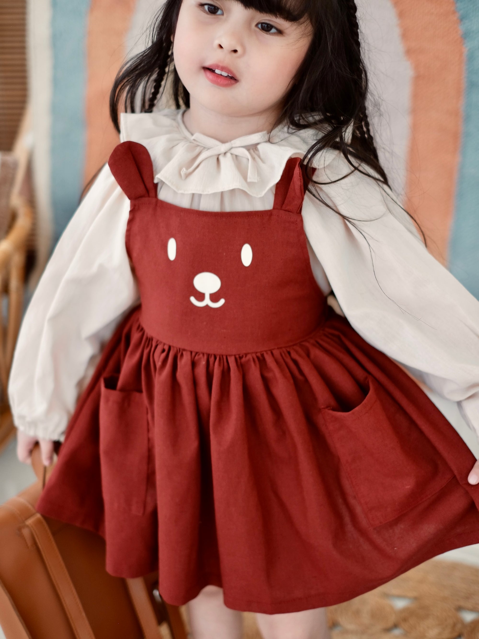 Bear Jumper Dress | Brick Red Linen