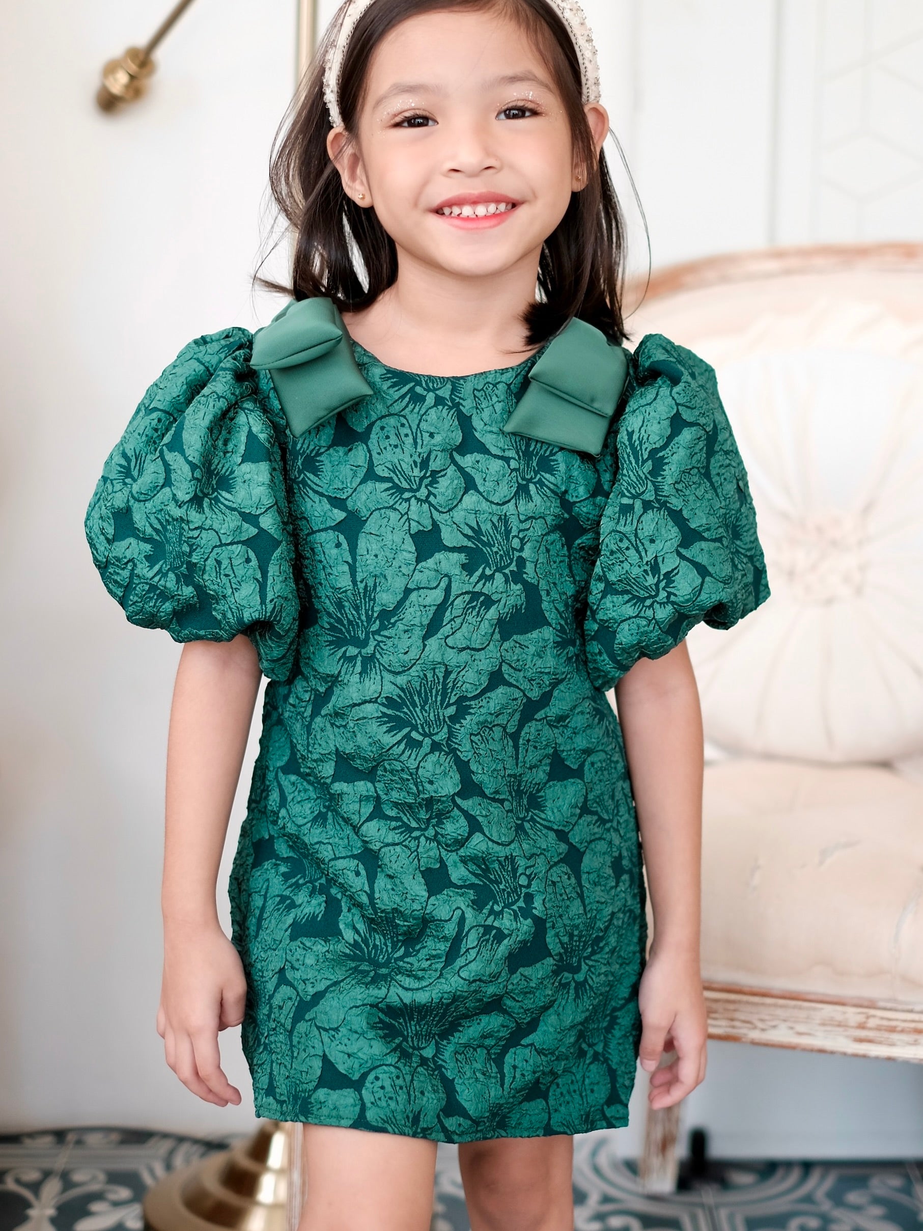 Mabelle Jacquard Dress | Hunter Green