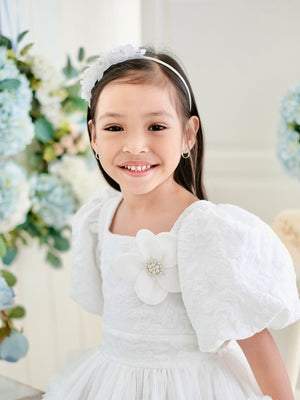 Frosted Floral Headband | White