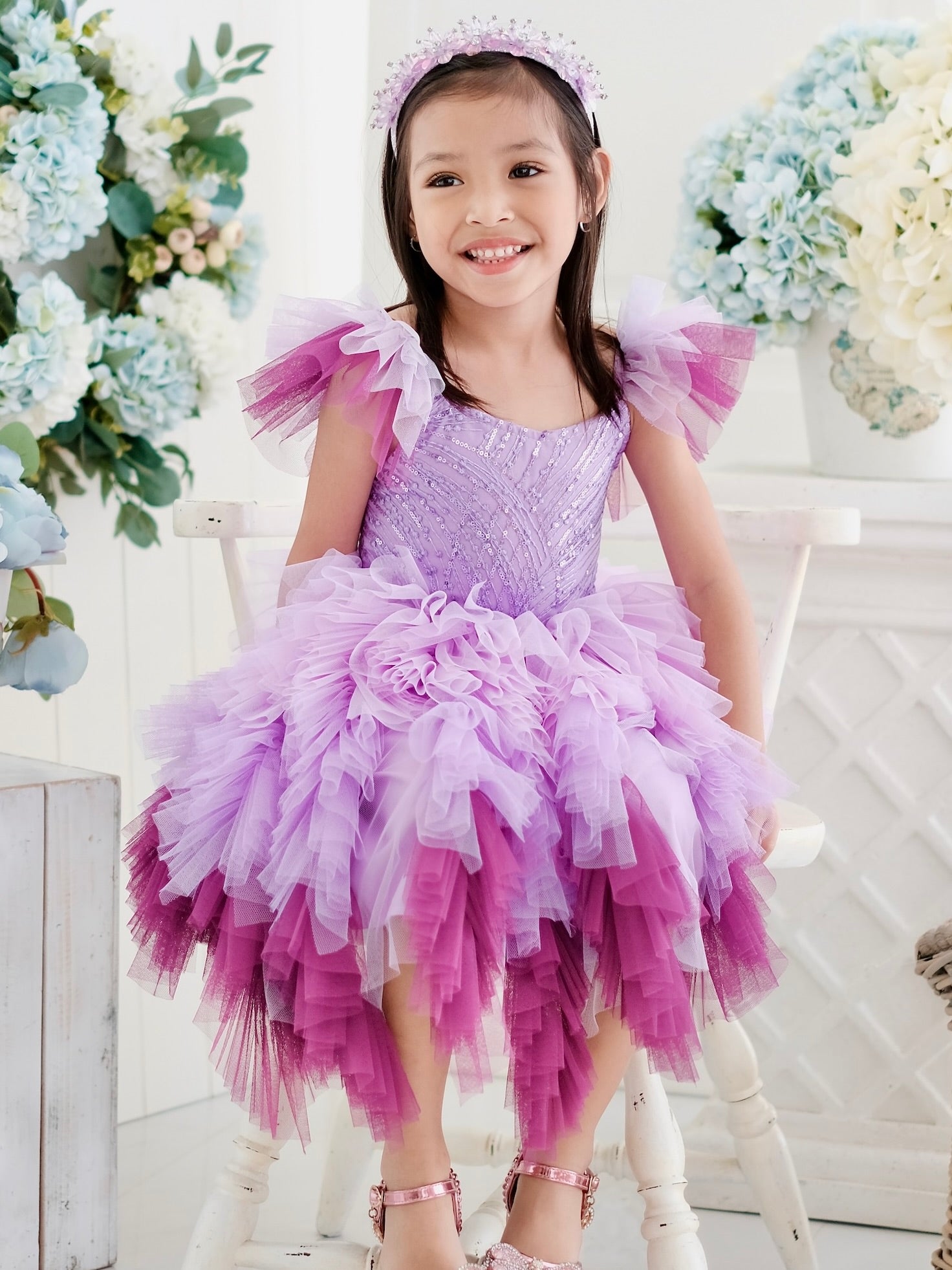 Laurette Tutu Dress in Lilac Ombre