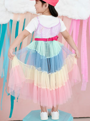 Feliz Sheer Rainbow Dress