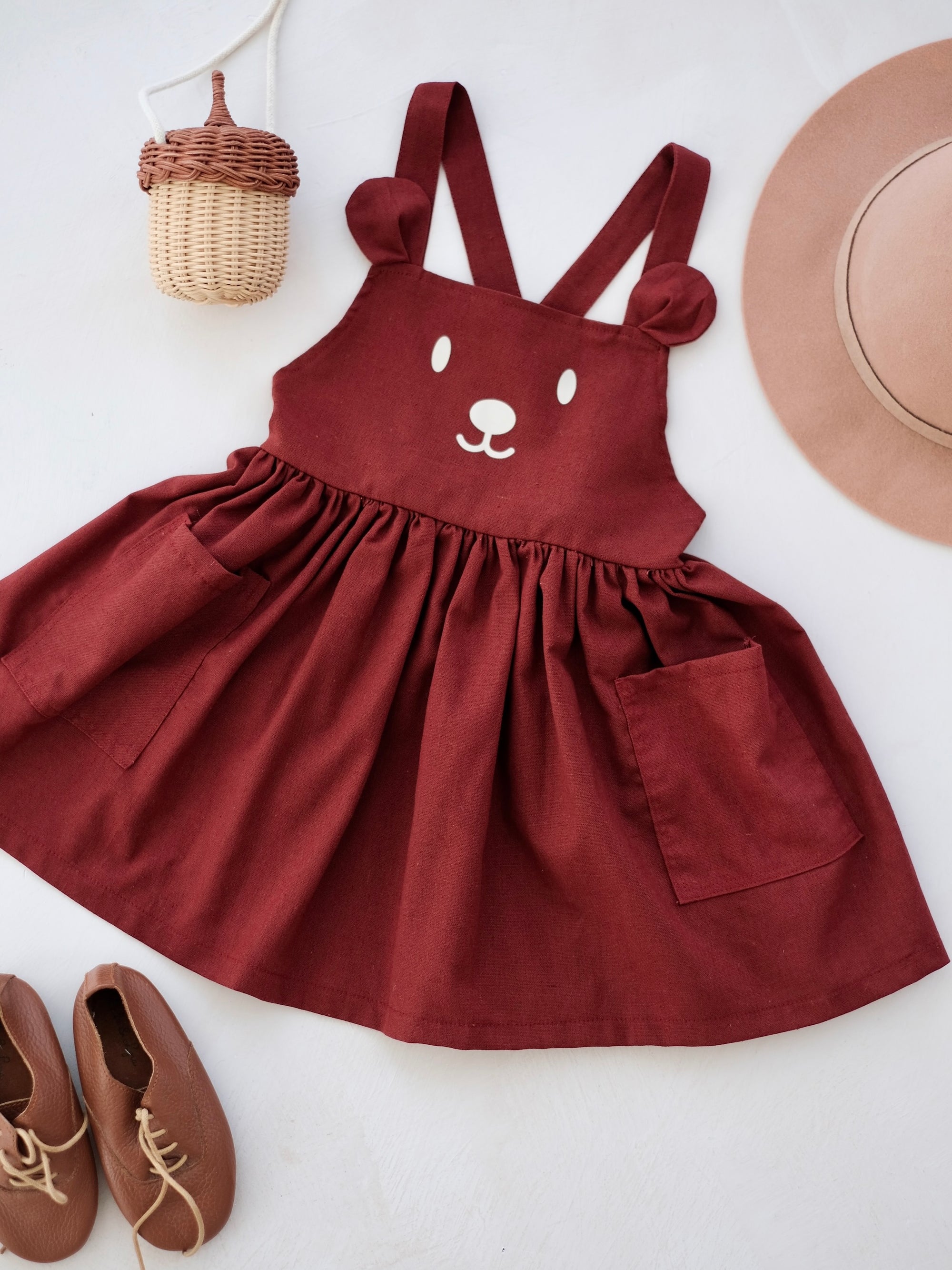 Bear Jumper Dress | Brick Red Linen