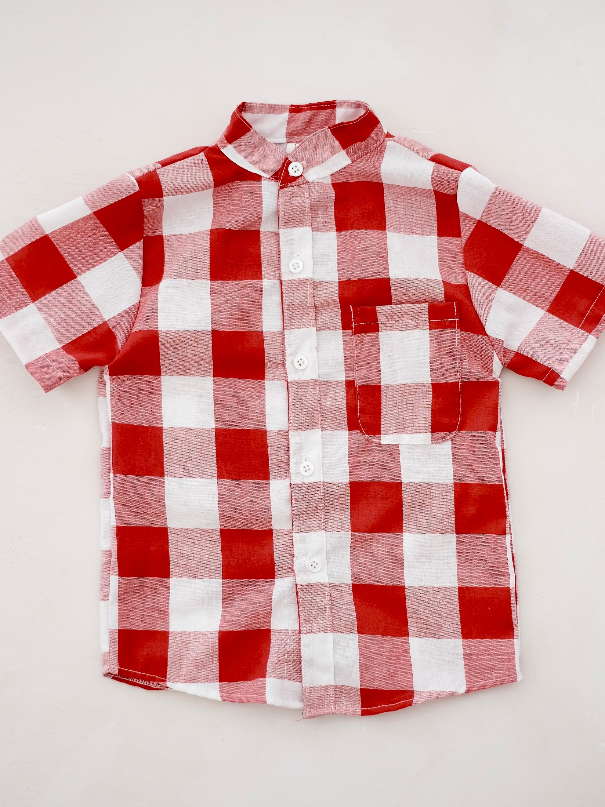 Collarless Shirt | Gingham