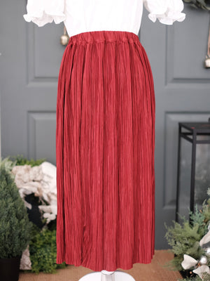 Pleats Skirt | Burgundy | Women