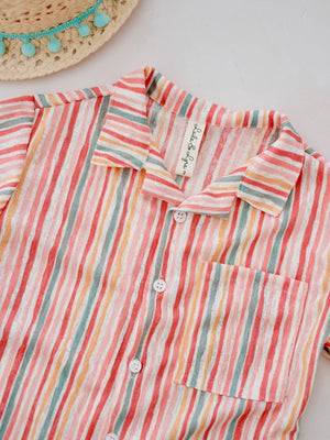 Open Collar Shirt | Stripes