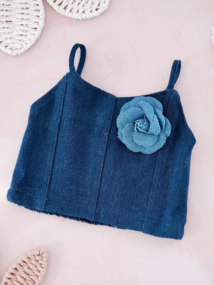 Meghan Corset Top with Denim Brooch