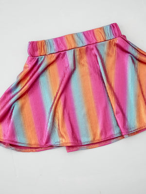 Ceara Skater Skirt | Rainbow Metallic