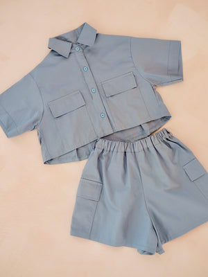 Lohan Set in Dusty Blue | Girls