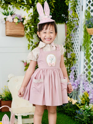 Bunny Jumper Dress | Pink Linen