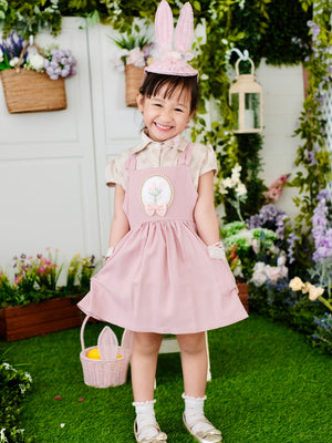 Bunny Jumper Dress | Pink Linen