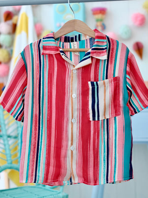 Open Collar Shirt | Palma Stripes