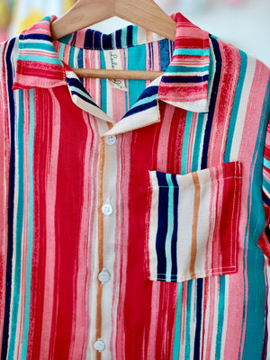 Open Collar Shirt | Palma Stripes