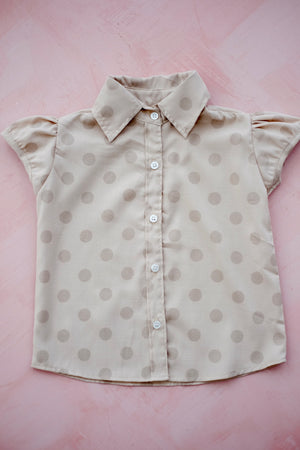 Mia Button-Down | Beige Dot