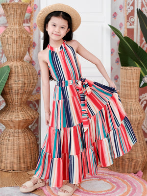 Palma Maxi Dress in Stripes | Set with Sash