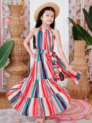 Palma Maxi Dress in Stripes | Set with Sash