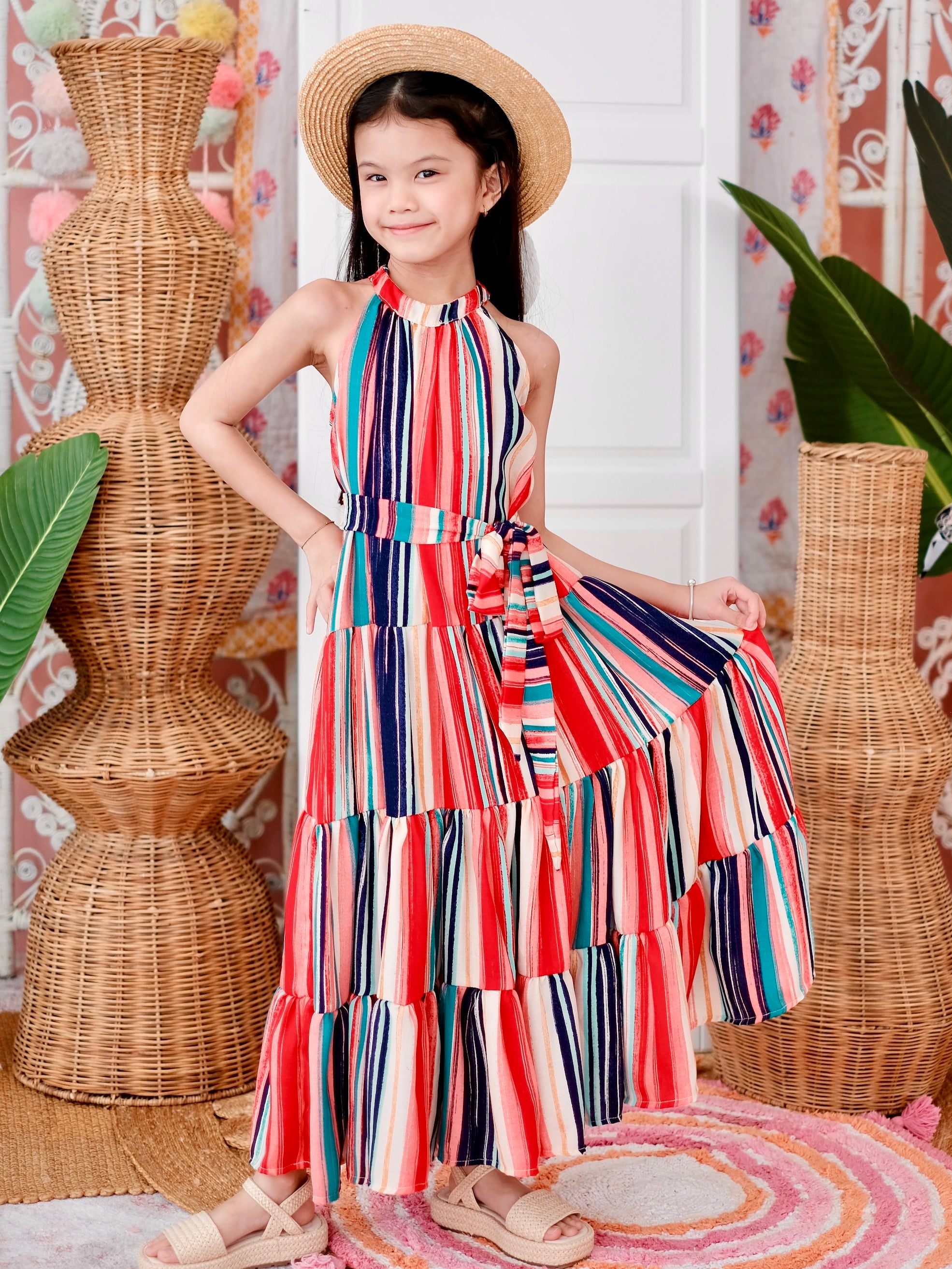 Palma Maxi Dress in Stripes | Set with Sash