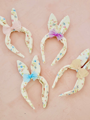 Bow Bunny Twist Headband | Ivory Floral