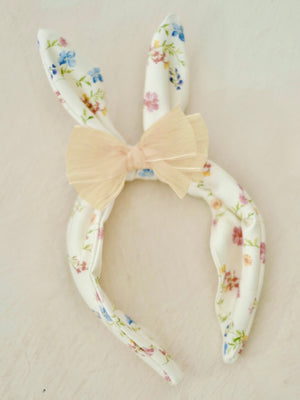 Bow Bunny Twist Headband | Ivory Floral