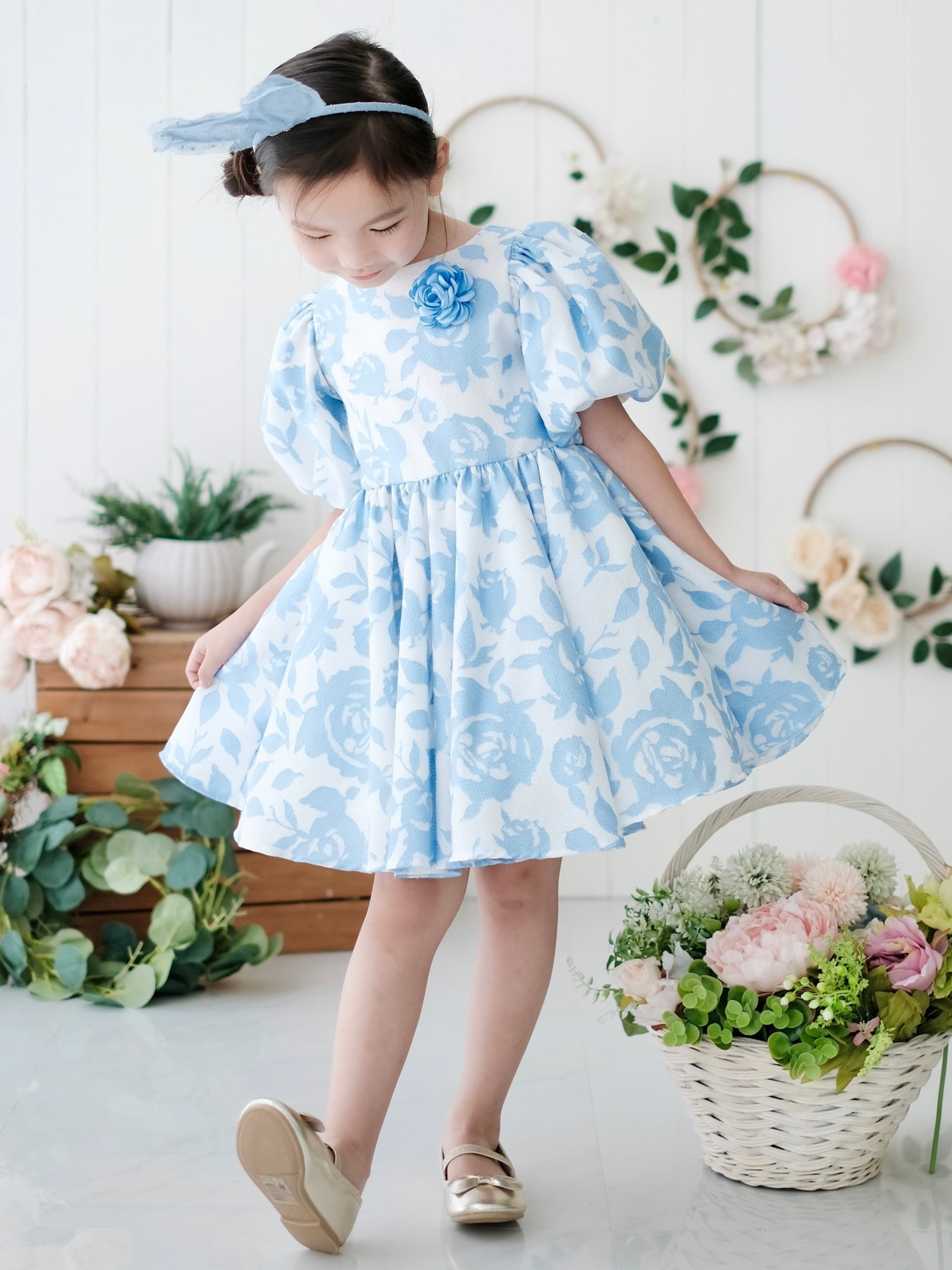 Bellerose Jacquard Dress | Baby Blue - Laila and Lyra