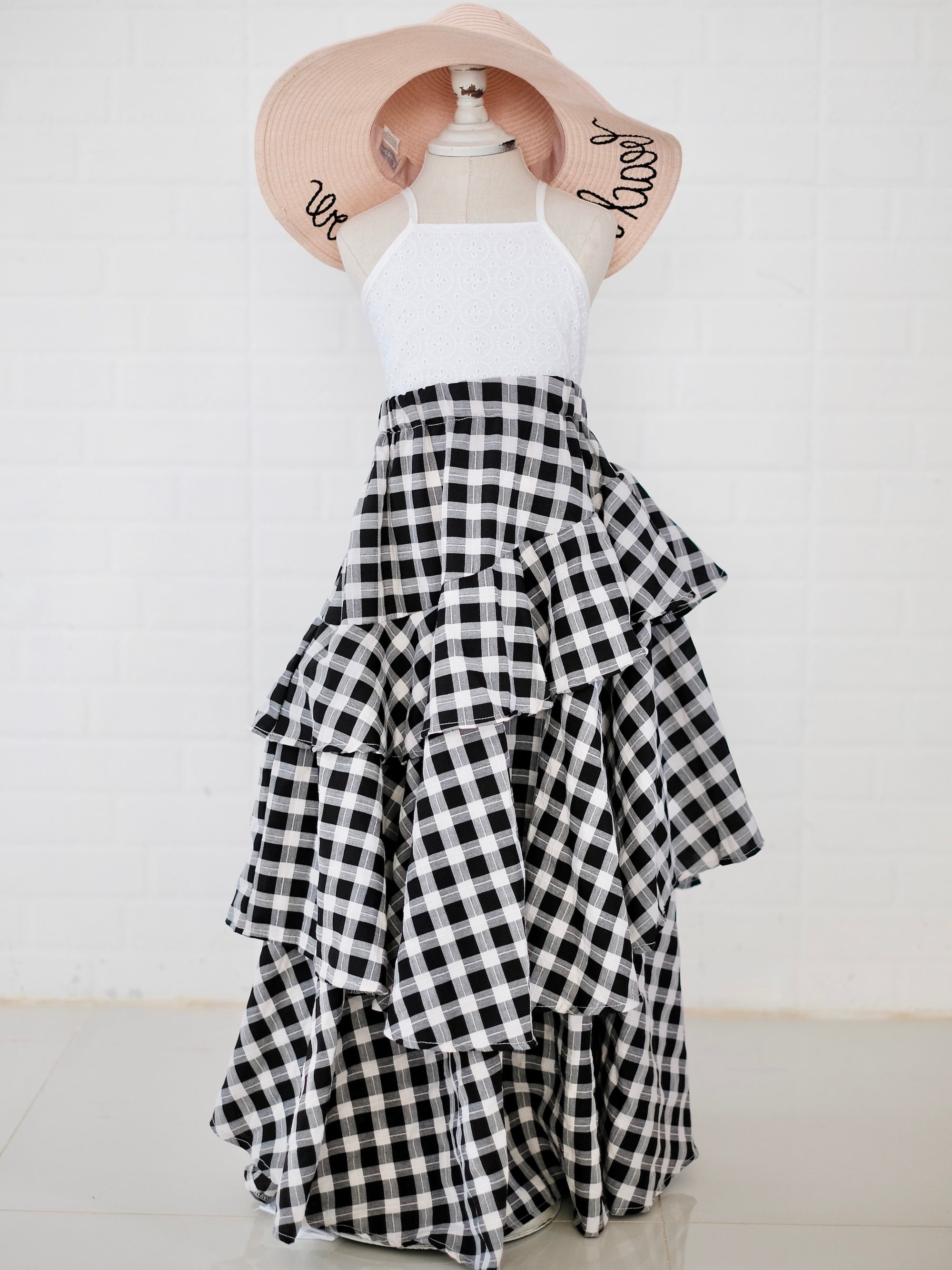 Lana Maxi Skirt | Gingham Black